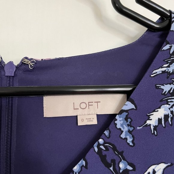 Loft purple floral dress with bell sleeves - Picture 2 of 4